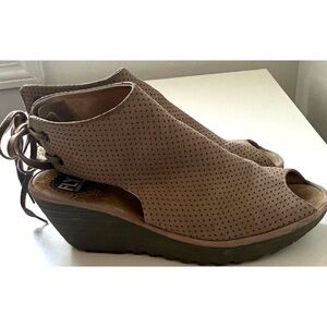 Fly London Ypul Wedge Peep Toe Shoes 10-10.5